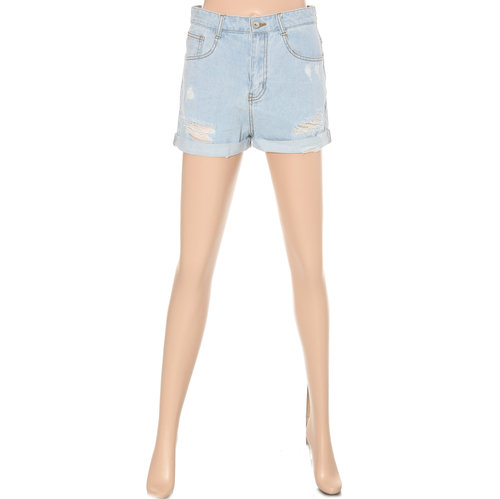 Distressed Light Wash Denim Shorts