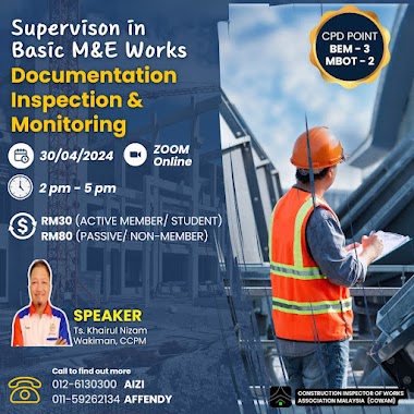 SUPERVISION IN BASIC M&E WORKS – DOCUMENTATION INSPECTION AND MONITORING  (CODE SEMINAR:  IME/2024/05).