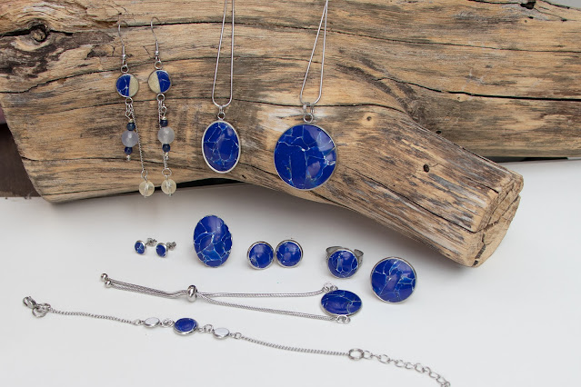 collection imitation marbre bleu foncé stenna bijoux fantaisie polymere faits main lille