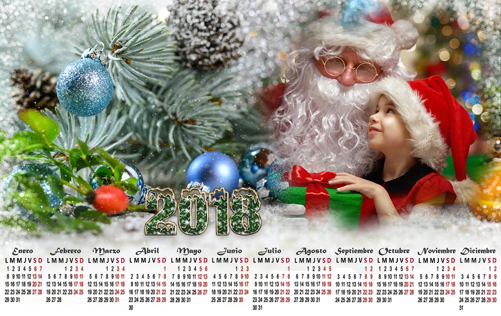 Calendario 2018 psd navidad