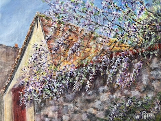 Wisteria acrylic painting