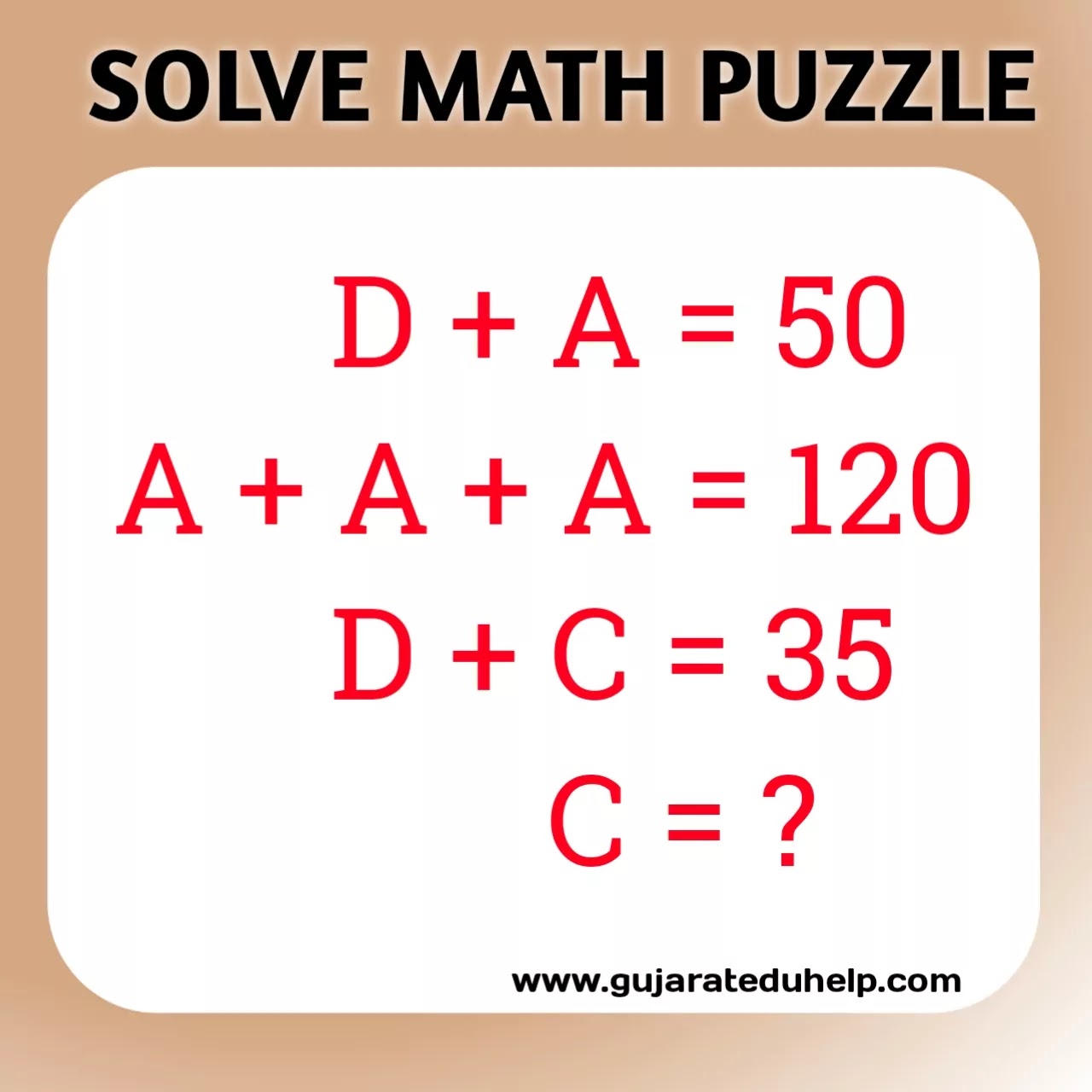 Math Puzzle with Answer - Puzzle for Kids No - 19
