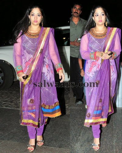 Painted Salwar in Purple and Gold