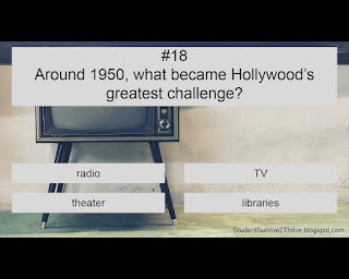 Around 1950, what became Hollywood’s greatest challenge? Answer choices include: radio, TV, theater, libraries