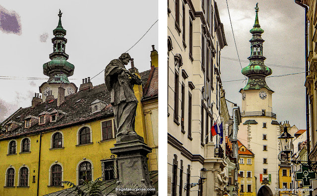 Porta de São Miguel, Bratislava, e estátua de João Nepomuceno