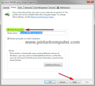 Cara Sharing Printer Di Windows 7 Mengunakan Jaringan LAN / Wifi