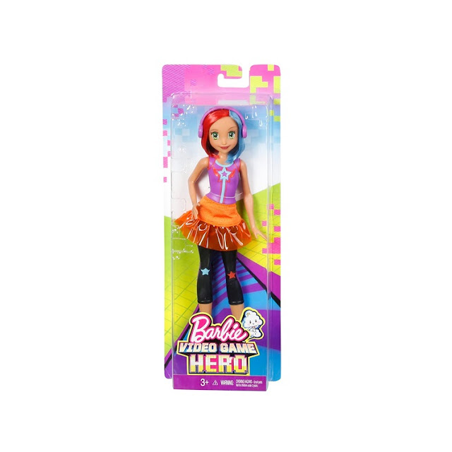 Poupée originale en boite Barbie héroïne de jeu vidéo : personnage aux couleurs vives.