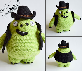Krawka: Angry Birds PIG from the Angry Birds movie - 4 looks in one pattern: Basic Pig, Leonard Pig ( with beard), Chef pig (Cook), Earl (country pig - cowboy look). Dress up toy crochet pattern by Krawka