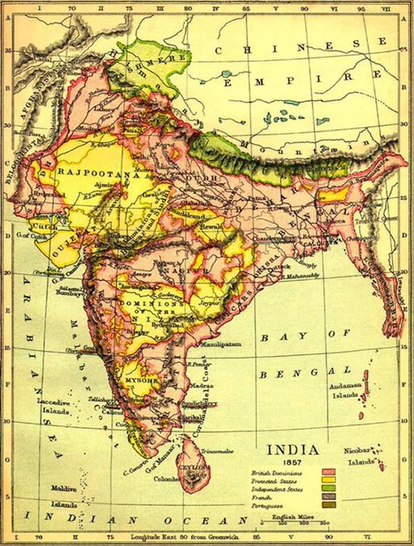 Old India Photos - Map of India in 1857