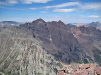 The Maroon Bells from the summit of Pyramid Peak