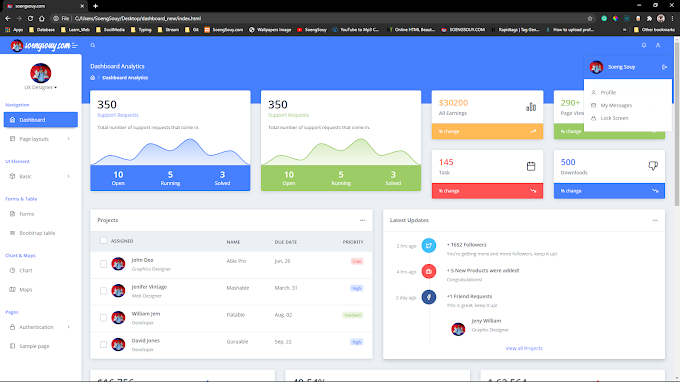 Dashboard Admin HTML CSS JS  Free download