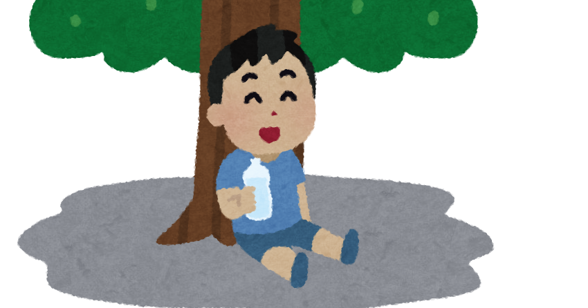 木陰で水を飲む人のイラスト かわいいフリー素材集 いらすとや