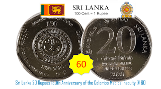 Sri Lanka 20 Rupees 150th Anniversary of the Colombo Medical Faculty @ 60