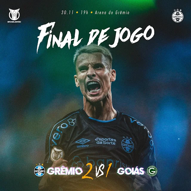 Grêmio vence garante vaga na Libertadores 2023 e rebaixa o Goiás