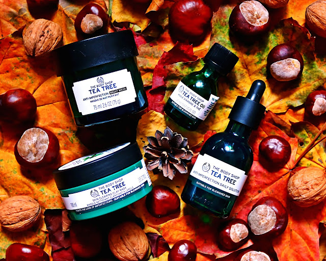 The Body Shop - seria Tea Tree przeciw niedoskonałościom | maseczka oczyszczająca, maska na noc, serum oraz olejek 