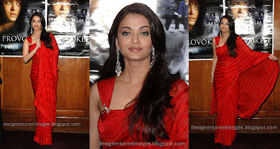 Aishwarya Rai in Red Designer Saree with Designer Sari Blouse image