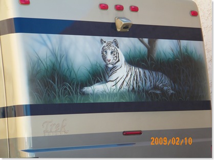 on the back of a motorcoach