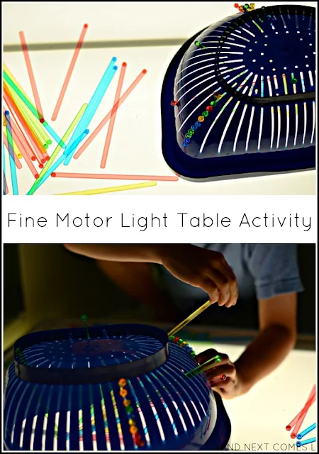 Fine motor light table activity for kids from And Next Comes L