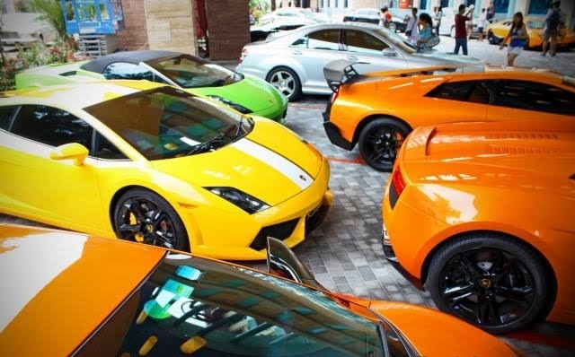 Lamborghinis Parked at the Resort World Sentosa