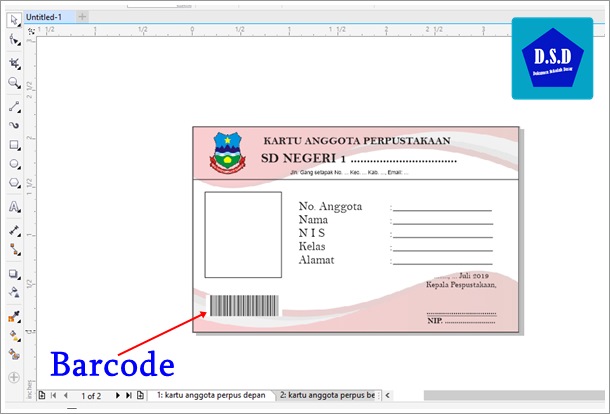 Desain Kartu Anggota Perpustakaan Sekolah Format CDR Dilengkapi Barcode