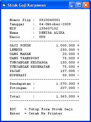 Microsoft Office Word: STRUK GAJI KARYAWAN