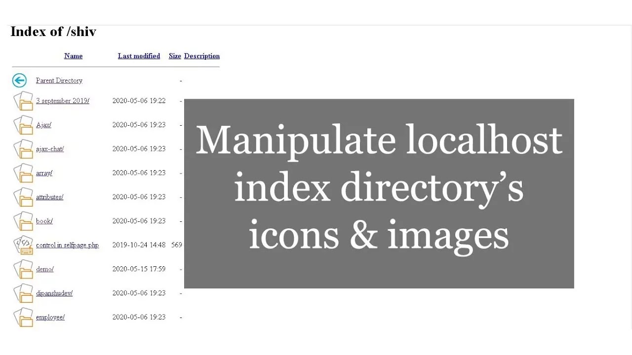 change localhost directory and files icon for xampp