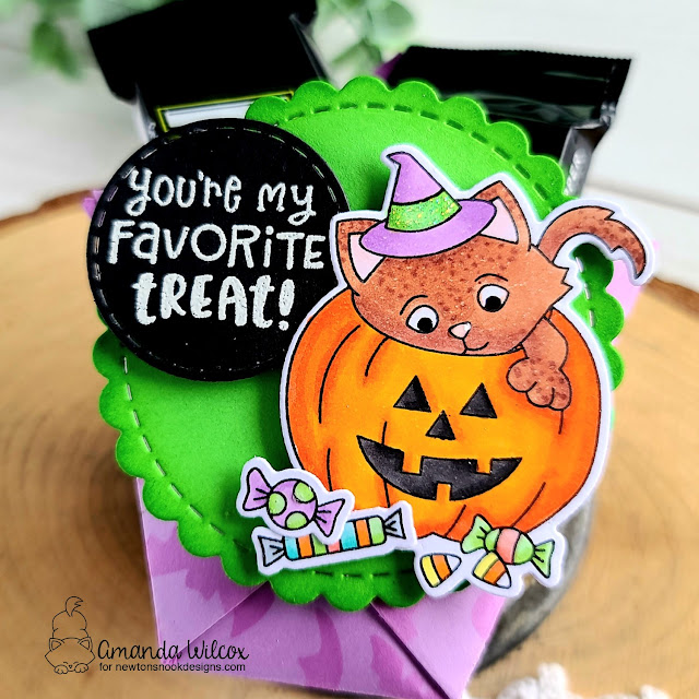 Halloween Treat holders by Amanda Wilcox | Trick or Treat Kittens Stamp Set by Newton's Nook Designs #newtonsnook #handmade