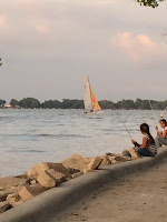 Sailboat going by while we're fishing