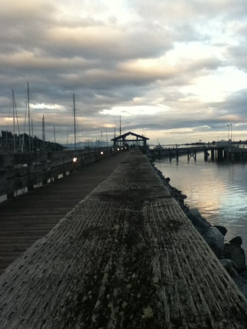 Comox Marina boardwalk at sunset