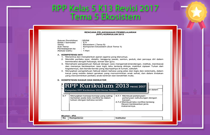 RPP Kelas 5 K13 Revisi 2017 Tema 5 Ekosistem