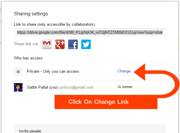 Click On Change Link