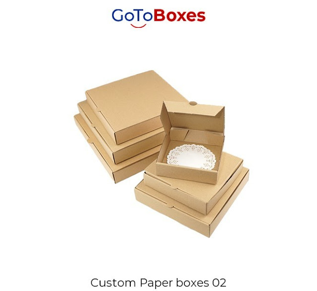 Get custom paper packaging to improve your sales due to its low rates. We offer free shipping of custom paper boxes at GoToBoxes.