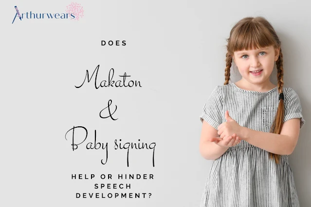 picture of a girl using sign language with wording - does makaton and baby signing hinder speech development