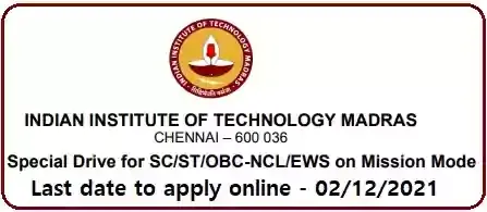 IIT Madras Faculty Vacancy Recruitment 2021