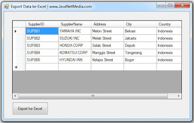 Export Office Excel dari DataGridView VB .Net