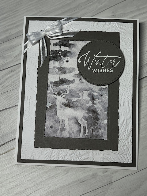 Winter greeting card using Stampin' Up! Magical Meadow Bundle