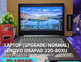 Laptop LENOVO IDEAPAD 320-80XU AMD A9-9420 RAM 4 GB SSD 120GB + HDD 500GB 14” Bergaransi 30 Hari