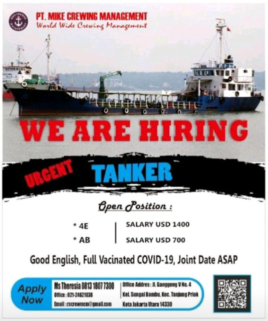 Lowongan Kerja Kapal Tanker untuk ABK August 2023