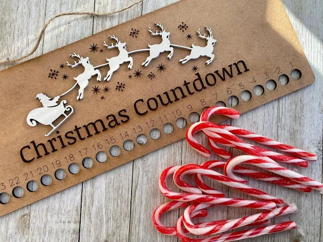 Wooden Candy Cane Christmas Countdown