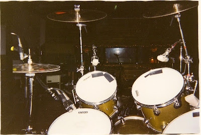 View from behind the drumset in Studio A at Sound City