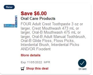 $6.00/4 Select Oral Care, Shave Or Deodorant CVS APP MFR Digital Coupon (go to CVS App)