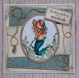 Handmade card using Tiny Townie Mermaid by Stamping Bella