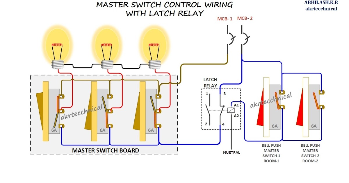 Master Control With Latching Relay Connection Diagram
