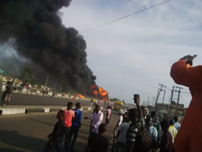 PHOTOS: Fuel Tanker Explosion In Lagos cele bustop nigeria gistertainment