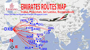 Emirates logo. IATA code : EK ICAO code : UAE Callsign : EMIRATES (emirates flights to west asia)