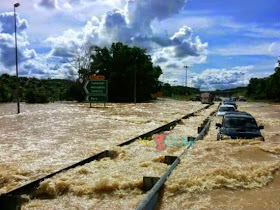 5 Gambar: LPT Banjir, Laluan Di TUTUP Kepada Semua Lalulintas