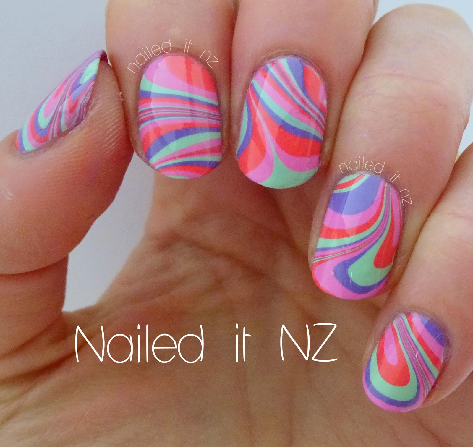 Water marble nail art tutorial.