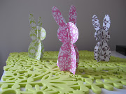 These paper bunnies were inspired by these adorable felt bunnies from Crate .