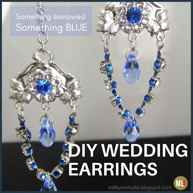 Something borrowed, something blue DIY wedding earrings