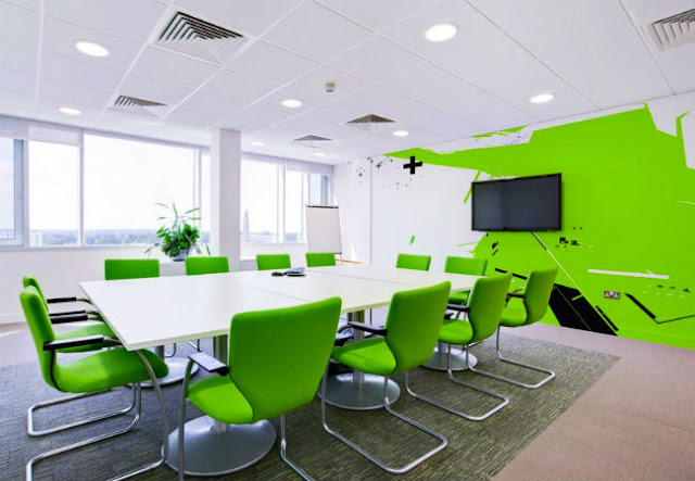 Thiết kế nội thất phòng họp tone màu xanh lá